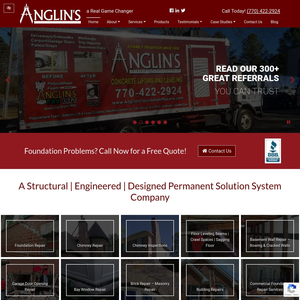 Anglin’s Foundation and Masonry Repairs website screenshot
