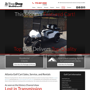 Top Dog Golf Carts website screenshot