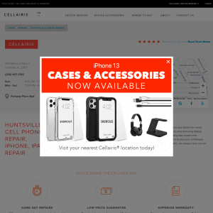 Cellairis iPhone Repair Store at Parkway Place Mall in Huntsville website screenshot